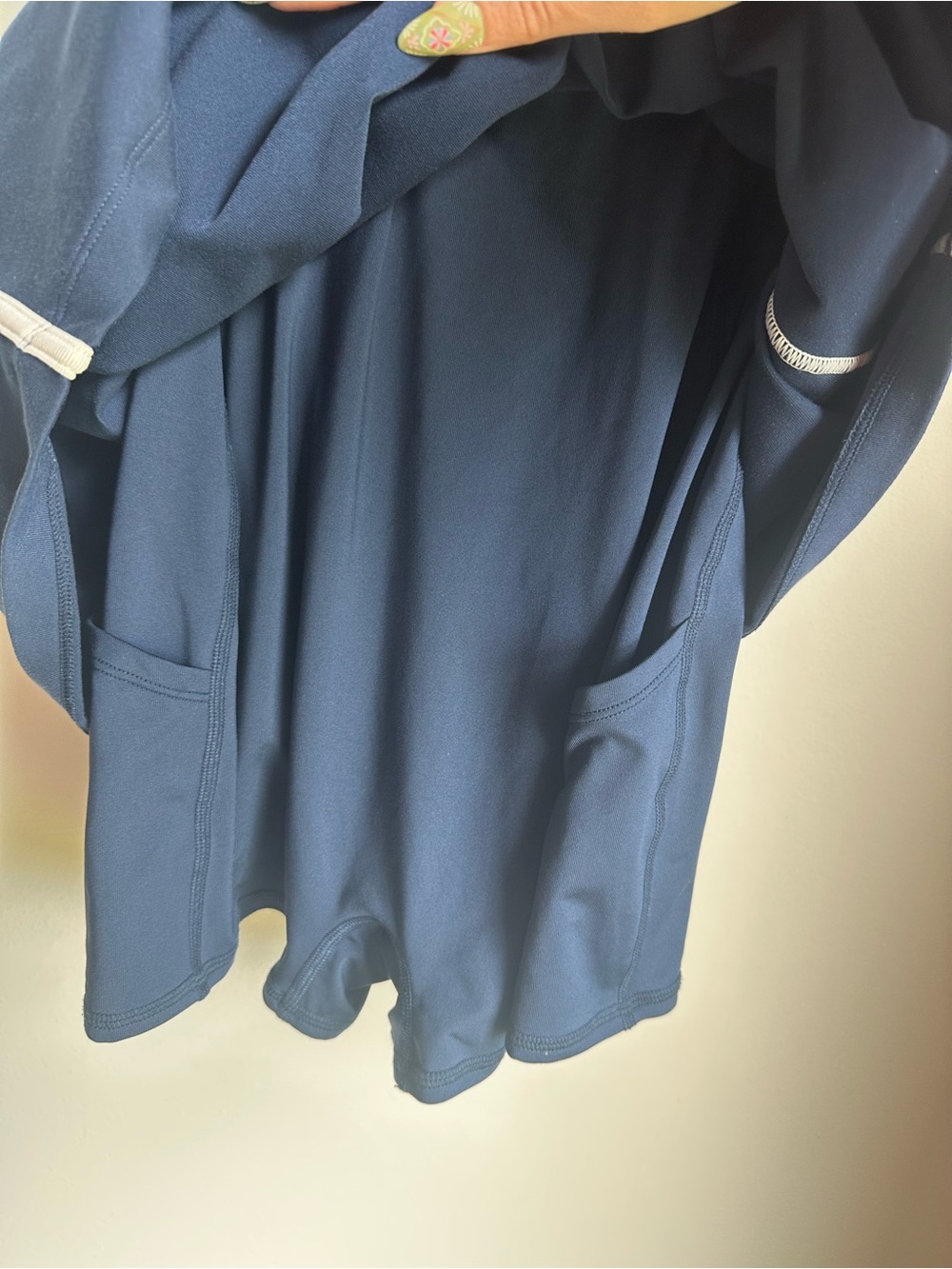 Alo Airbrush Streamline Dress Navy/Ivory Ath Tank Dress with Contrast Piping - Picture 7 of 7